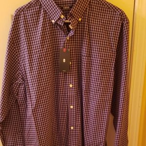 IZOD Collared Natural Stretch Purple Plaid 
Size: